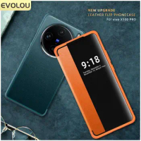 X100 View Window Plain Flip Leather Phone Case For Vivo X100 Pro X 100 Shockproof Protection Kickstand Cover For Vivo X100PRO