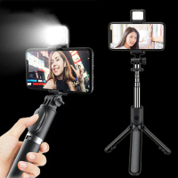 The latest 3-in-1 selfie stick with Bluetooth remote control and fill light, a must-have for online 