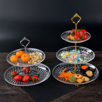 多層水果盤 歐式塑料二層三層水果盤子藍客廳多層蛋糕架家用糖果干果點心托盤