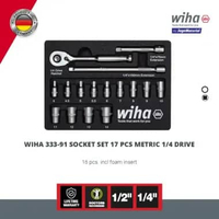 Wiha 333-91 Socket Set 17pcs Metric 1/4 Drive - Ratchet Wrench Set