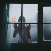 PVC Vivid Adhesive Female Ghost Waterproof Bloody Handprint Halloween Decoration Window Clings Wall Sticker Horror Sticker