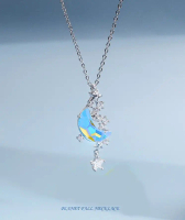 [Moon Splash Star River] Zircon Necklace Short Clavicle Chain Temperament Simple Moon Necklace
