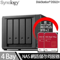 Synology群暉科技 DS923+ NAS 搭 WD 紅標Plus 8TB NAS專用硬碟 x 2