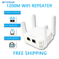 OPTFOCUS 2.4G 5G WiFi Repeater 2 LAN 300 1200Mbps For Router Repetidor 4 Antennas Wi fi Amplificador Wireless Range Extender