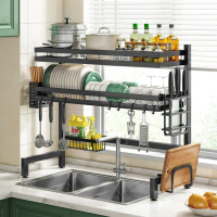 Kệ để bát đĩa Trên Bồn Rửa 2 Tầng 95/125cm Kệ đựnġ bát đĩa Đa Năng Kệ để chén bát công suất lớn Kitc