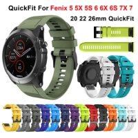 20 26 22mm Silicone QuickFit for Garmin fenix 5X 5 5S Plus Smart Watch Band Strap for fenix 7X 7S 7 6X 6S 6 3HR 945 935 Bracelet