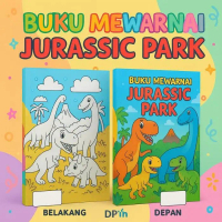 DpinxAaTivityBuku Gambar Mewarnai [ JURASSIC PARK ] Anak Karakter Lucu  – Edukasi & Hiburan Kreatif 