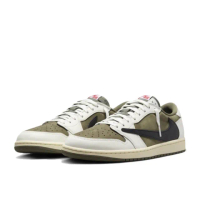 【NIKE 耐吉】Travis Scott x Air Jordan 1 Medium Olive 聯名倒鉤 橄欖綠 休閒鞋 男鞋 聯名鞋 DM7866-200