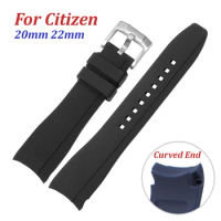 Curved End Silicone Strap for Citizen 20mm 22mm Waterproof Arc Rubber Watch Band for Swatch Bracelet for Rolex Men Women Sport