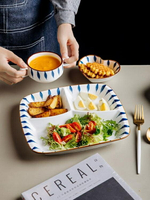餐盤 分格盤陶瓷家用分隔餐具網紅創意日式一人食早餐盤北歐減脂分餐盤