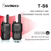 ANYSECU T-S6 3W Walkie Talkie UHF 400-480MHz 1000mAh Vibration Portable Radio Transmitter CTCSS/DCS With 16 Channels Flashlight