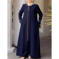 Áo Choàng Thanh Lịch, Phong Cách Mới, Chất Liệu Muslin, Màu Trơn Có Khóa Kéo đính đá