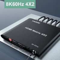 8K 4x2 HDMI Matrix Audio Video Converter Switch 4K 120Hz HDMI Splitter Dual Display 3D HDR for PS4 PS5 Laptop PC To TV Projector