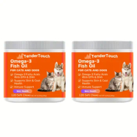 240 Chews - 2 Pack (2 x 180g/6.35oz) 360g/12.7oz - TenderTouch Omega 3 Fish Oil Supplement for Dogs 