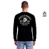 Aerostreet T-Shirt Long Sleeve Wheels And Wander Hitam Kaos Lengan Panjang Motor Premium Riders Club