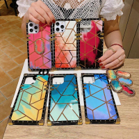 三星A52 A51 A71 A32 A72 A42菱形絢彩方形手機殼Note20x小蠻腰折疊支架保護殼iPhone12