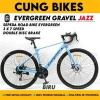Sepeda Roadbike Gravel EVERGREEN JAZZ 700C Road Bike 3 x 7 Speed rem disc brake BIRU
