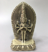 藏佛收藏 純銅 白銅鍍銀 八臂十一面觀音像