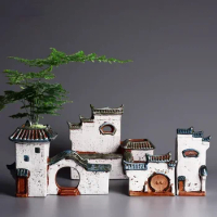 Chinese style house landscaping asparagus special flower pot ceramic creative home micro landscape calamus succulent plant pot