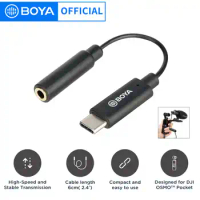 BOYA BY-K6 3.5mm TRS (Female) to Type-C Microphone Adapter Audio Adapter for DJI OSMO Pocket Converter Microphone Using
