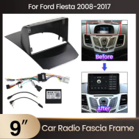 Android SCreen Frame Car Radio Fascia Frame For Ford Fiesta Audio Dash Fitting Panel Kit with Canbus Box Adapter Decoder