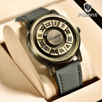 Foxbox ใหม่แฟชั่น Retro Mens นาฬิกา Creative Scrolling Pointer Magnetic Force นาฬิกาข้อมือควอตซ์ของแ