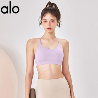 ALO YOGA บราสปอร์ตใหม่ ทรงสามเหลี่ยม ขนาดใหญ่ ไม่มีหลัง เซ็กซี่ บราโยคะสำหรับผู้หญิง วิ่ง กันกระแทก 