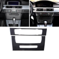 Carbon Fiber Car Interior Center Control CD Panel Frame Cover Sticker Trim For BMW 3 Series E90 E92 E93 2005 - 2010 2011 2012