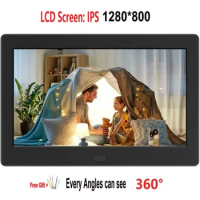 10"Digital Picture Digital Photo Frame IPS Full-View Screen Photo Album 1280*800 Clock Calendar Video Player with Remote Control