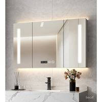 時尚智能浴室鏡櫃單獨掛墻式帶燈洗手間梳妝鏡衛生間鏡子帶置物架收納