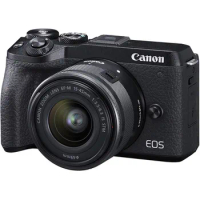 New Canon EOS M6 Mark II Mirrorless Digital Camera &amp; EF-M 15-45mm f/3.5-6.3 IS STM Lens - Black