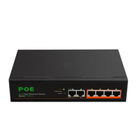 4 Ports 10/100Mbps Ethernet PoE Switch Desktop Unmanaged Network with 2 Uplink Ports with 60W Power
