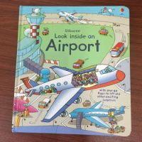 Usborne English children's 3D Picture flip LOOK inside an Airport book kids baby educational