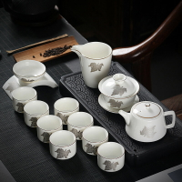 透光白瓷蓋碗茶具套裝整套泡茶杯子陶瓷茶具功夫茶器禮品