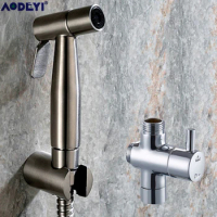 Handheld Bidet Spray Shower Set Toilet Shattaf Sprayer Douche kit Bidet Faucet,Brushed Nickel, 304 Stainless Steel