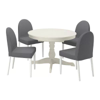 INGATORP/DANDERYD 餐桌附4張餐椅, 白色 白色/vissle 灰色, 110/155 公分