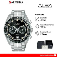 Jam Tangan ALBA SignA A4B015X1 Men Chronograph Black Dial Stainless Steel Strap