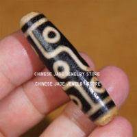 Ancient Tibetan DZI Beads Old Agate Yellow Stripe 9 Eye Totem Amulet Pendant GZI