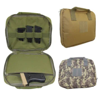 Military HandGun Pistol Carry Case Bag with Magazine Pouch Strap Airsoft Hunting Gun Holster Portable Pistol Carrier Bag