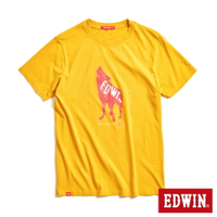 網路獨家款↘EDWIN 狼嚎EDWIN短袖T恤-男女款 黃色