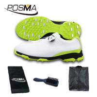 POSMA 高爾夫球鞋 男士球鞋 夏季運動鞋 旋轉鞋帶鞋 透氣 GSH095綠底   配POSMA鞋包 2合1清潔刷   高爾夫球毛巾