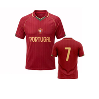 Portugal Team Ronaldo No.7 เสื้อฟุตบอลผู้ชาย สีแดง