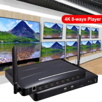4K 8 Ways Video Streamer Box 1 IN 8 OUT HDMI Player 8 Port Multi Media Player HDMI Splitter USB U Flash Player for TV Store Game