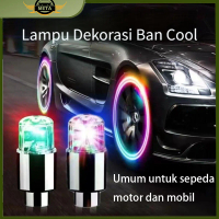 [Meta] 2 Buah Lampu Pentil Ban Sepeda Hot Wheels Sensor Getaran LED Neon Tutup Pentil Ban Mobil dan 