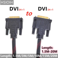 High Speed DVI to DVI Cable Adapter 24+1 pin DVI-D Gold Plated DVI To HDMI to DVI CABLE dvi Supports 3D 1080P 1.5M 3M 5M 10M 20M