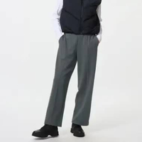 UNIQLO Celana Panjang Lurus wanita Double Face Stretch Straight Pants DARK GRAY GREY S