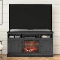 Electric Fireplace TV Cabinet for TVs Up To 65 Inches Black Oak