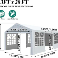 13' x 20' Canopy Party Tent &amp; Carport Heavy Duty Outdoor Wedding Gazebo with 4 Sand Bags Event Shelter Canopy