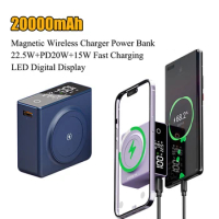 New Magnetic Wireless Power Bank 20000mAh 22.5W Fast Charging External Battery Pack For iPhone Huawei Xiaomi Samsung Powerbank