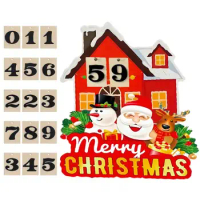 Advent Calendar Kids Santa Ornament Wood Decor Funny Creative Durable Decorative Christmas Calendar Advent For Bookshelves